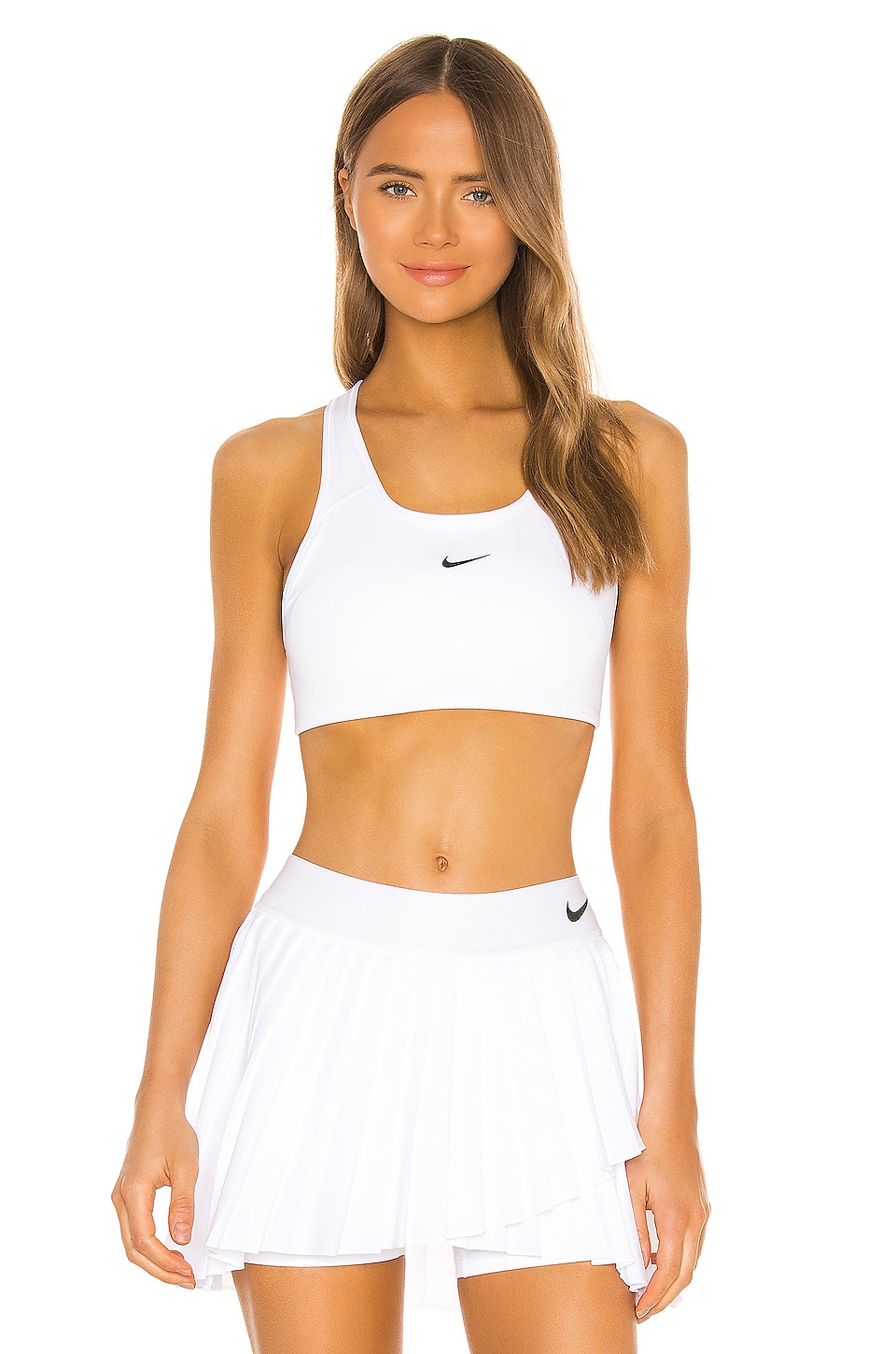 Nike Medium Pad Sports Bra in White & Black