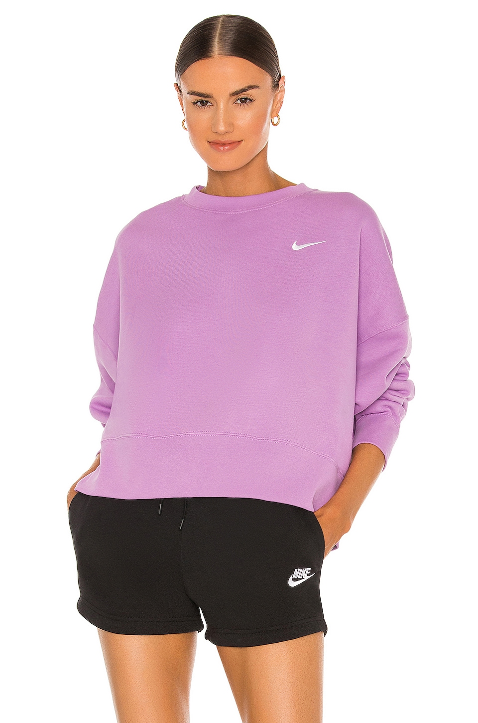 Nike NSW Crew Fleece in Active Fuchsia | REVOLVE