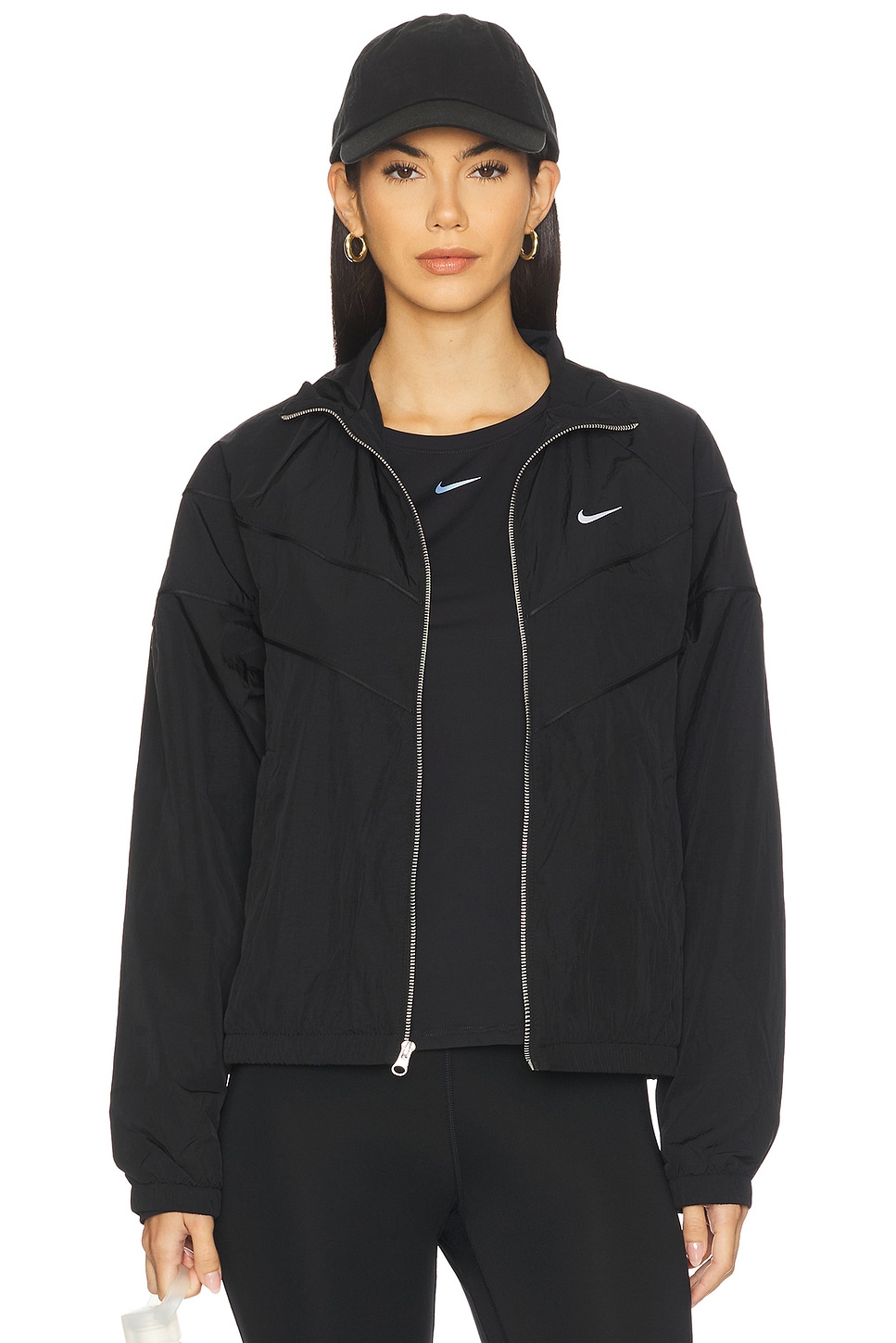 Nike Windrunner Loose UV Woven Full Zip Jacket in Black & White | REVOLVE
