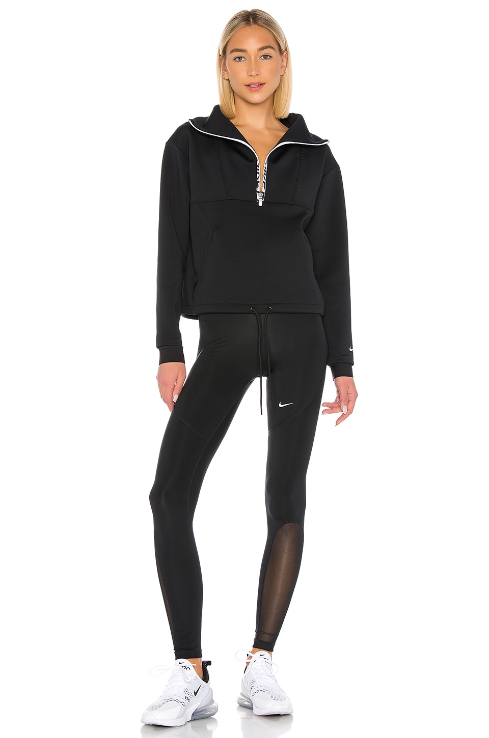 Download Nike NP Cropped Mock Neck Anorak in Black & Metallic Silver | REVOLVE