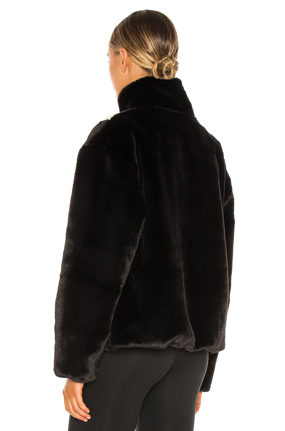 Nike NSW Plush Faux Fur Jacket in Black & Fossil | REVOLVE