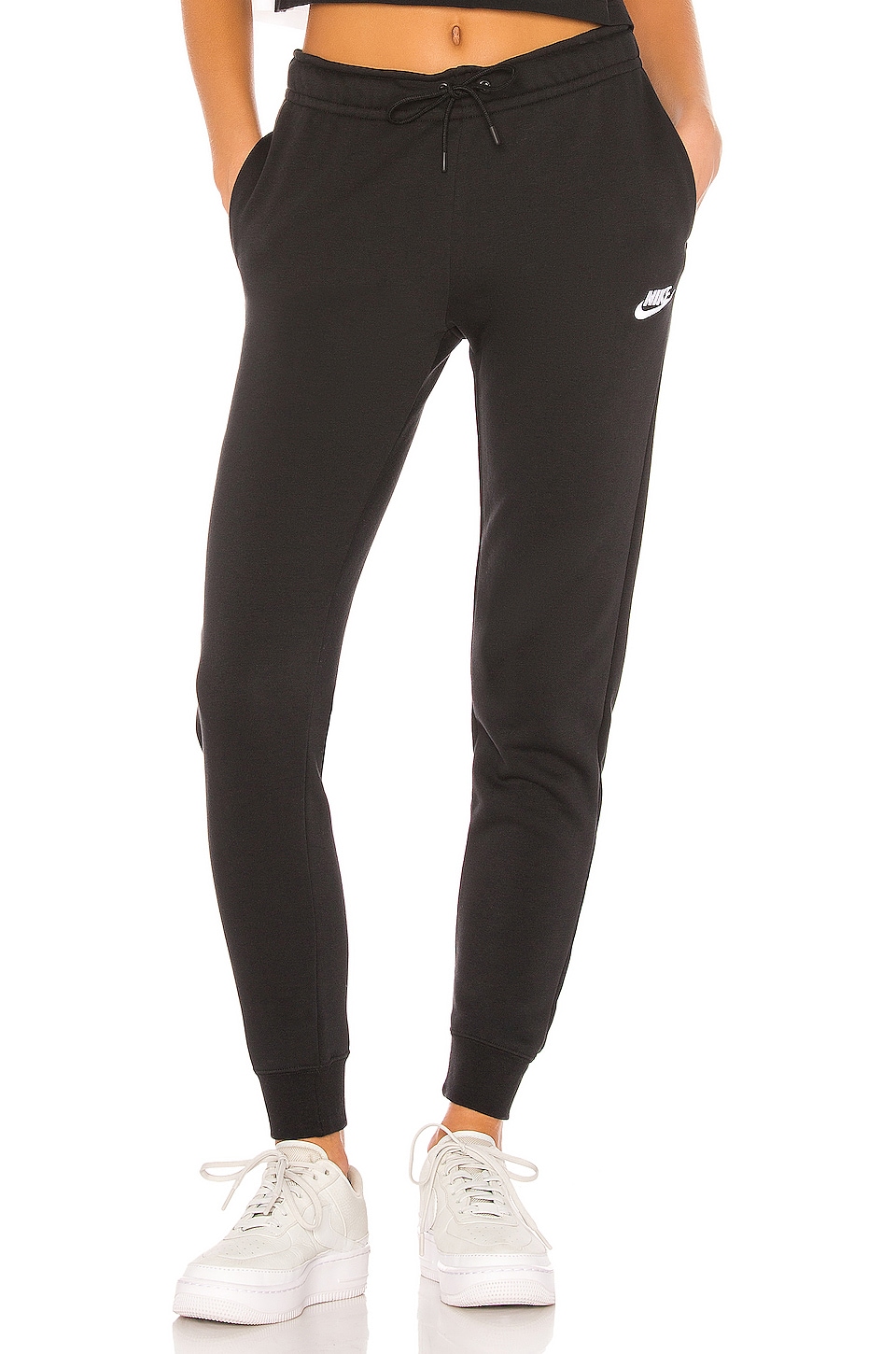 Nike NSW Essential Fleece Pant in Black & White | REVOLVE