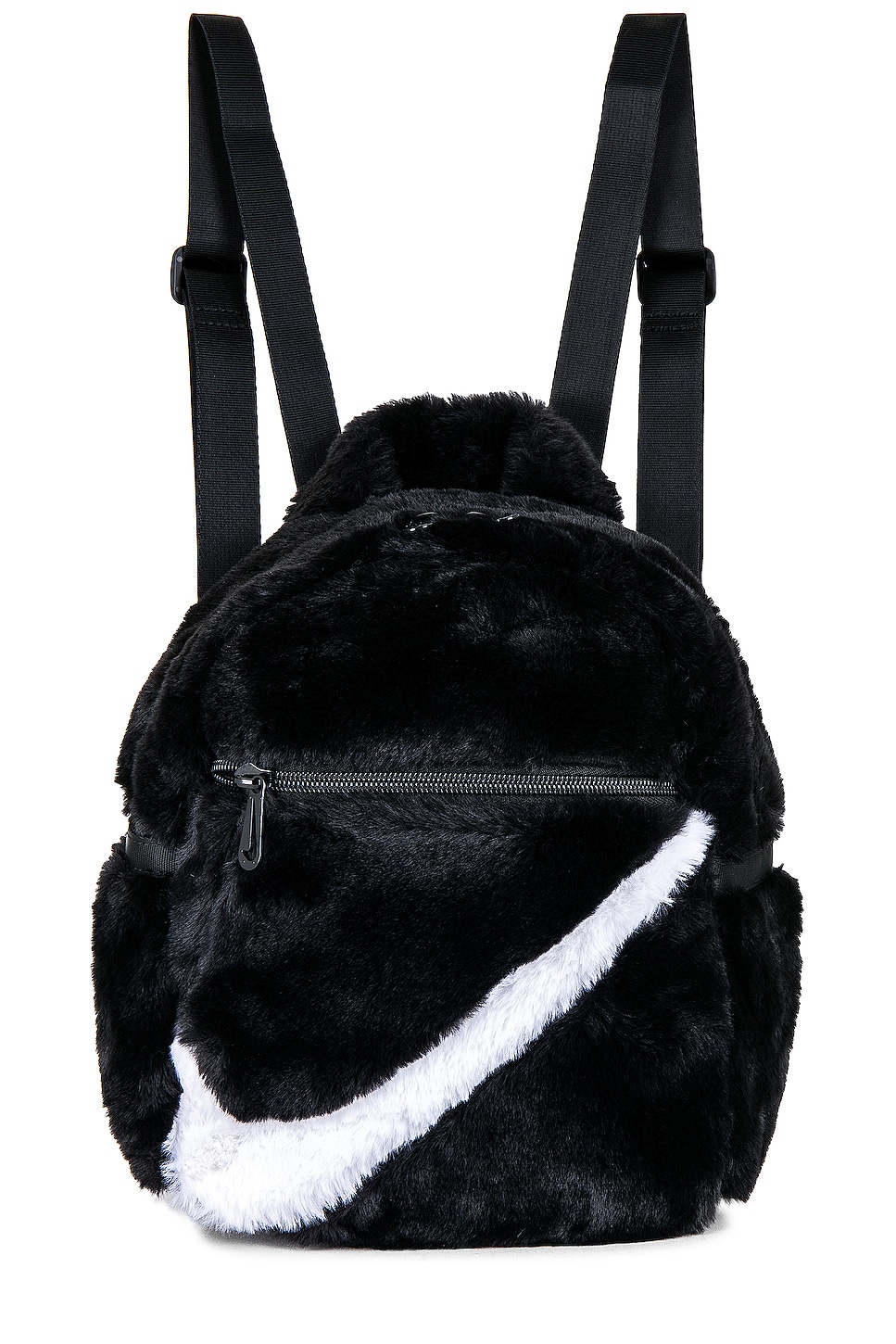Nike Sportswear Futura 365 Faux Fur Mini Backpack in Black/Black/White