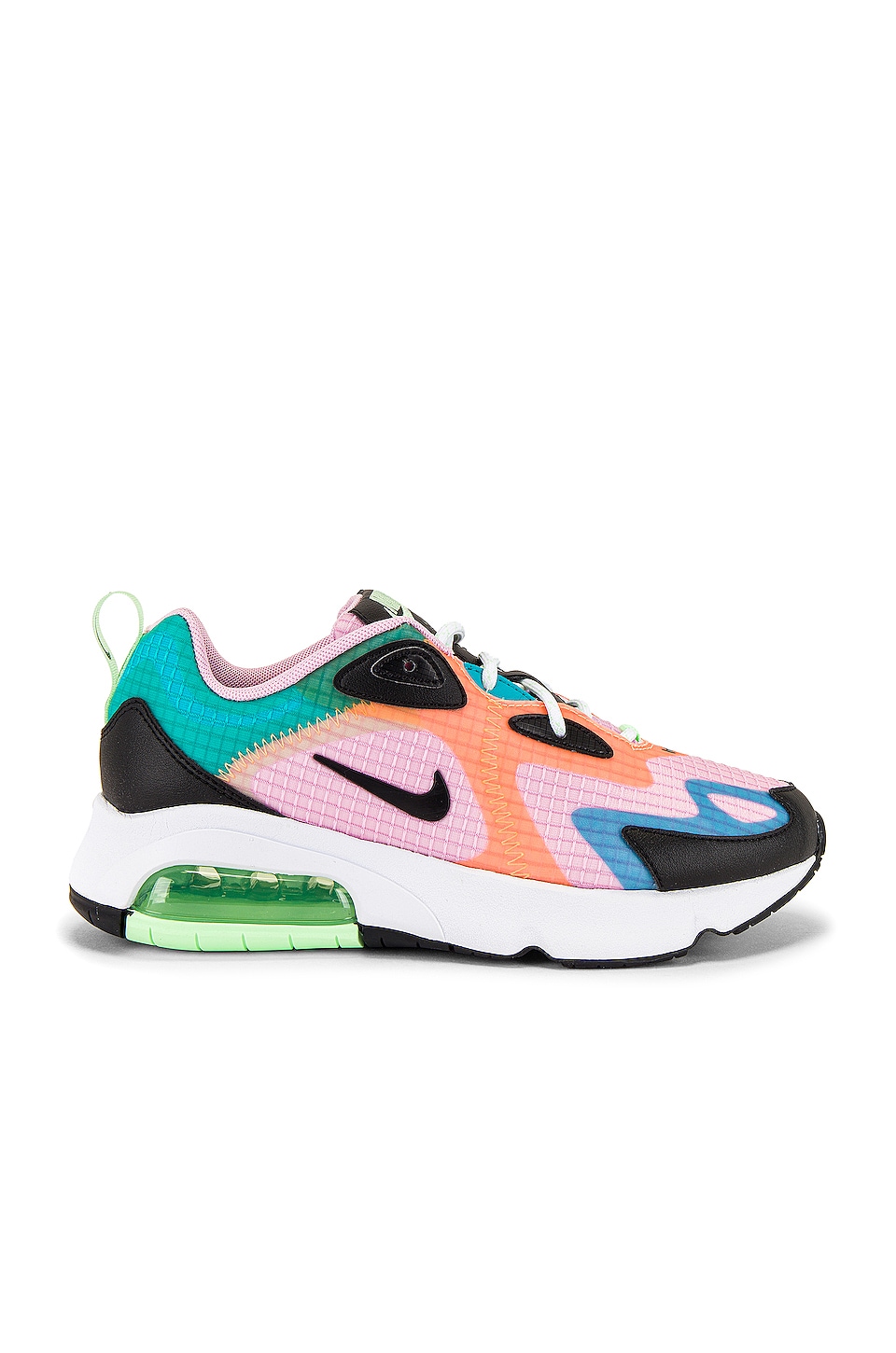 nike air max 200 sneakers in white green and pink