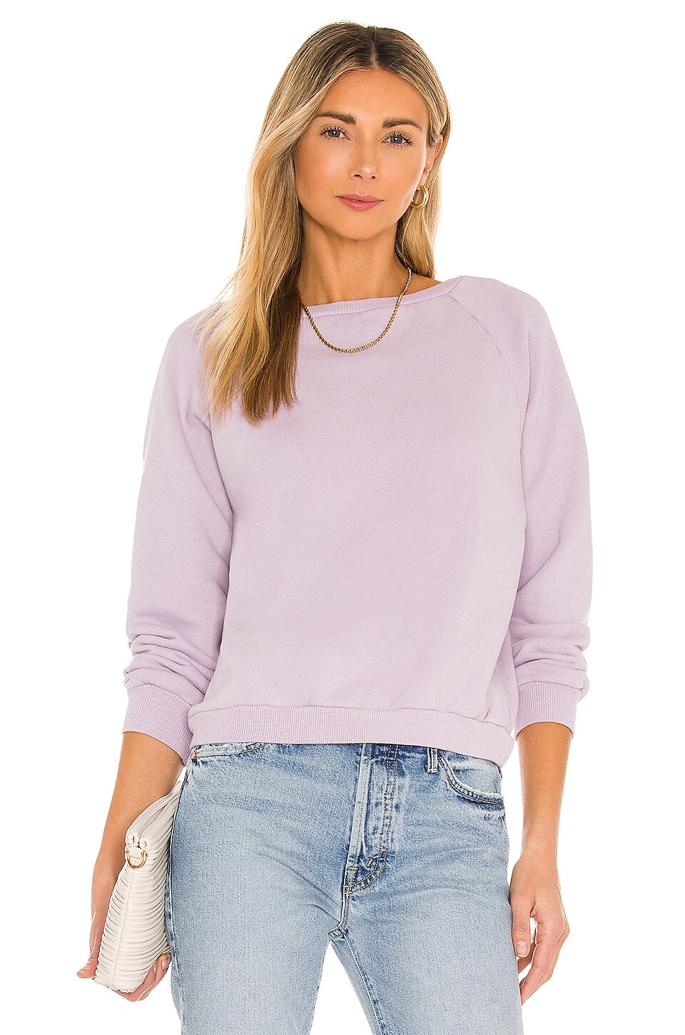 lavender crew neck sweatshirt