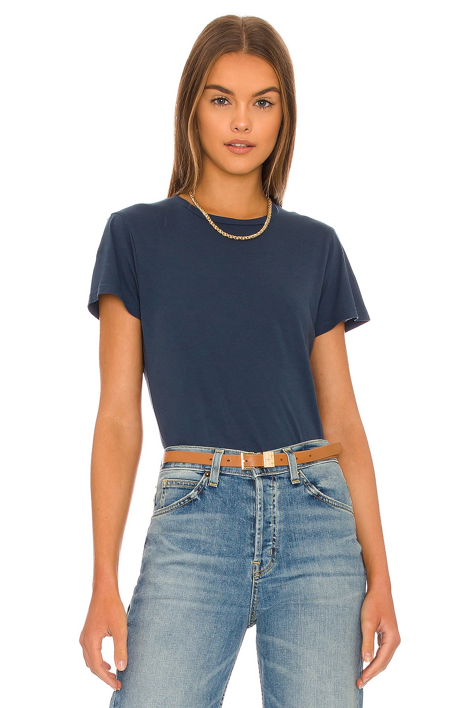 NILI LOTAN Lana Crewneck Tee in Teal | REVOLVE