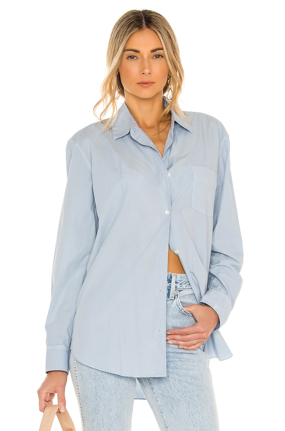 NILI LOTAN Kristen Shirt in Cambridge Blue | REVOLVE