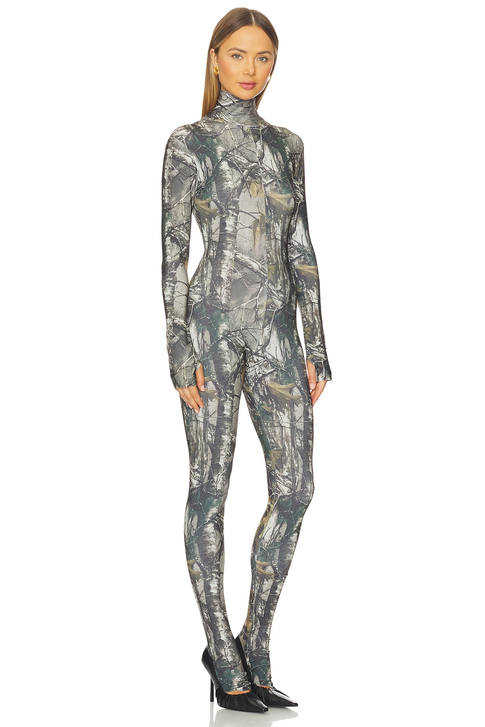 Norma Kamali Long Sleeve Slim Fit Turtleneck Catsuit