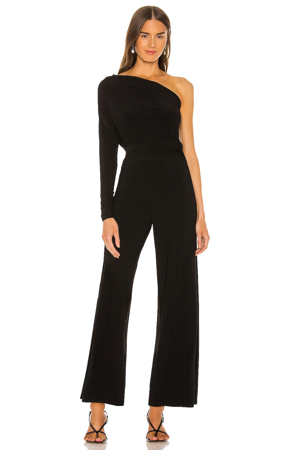 Norma Kamali Tie Front All In One Strapless Jumpsuit Black