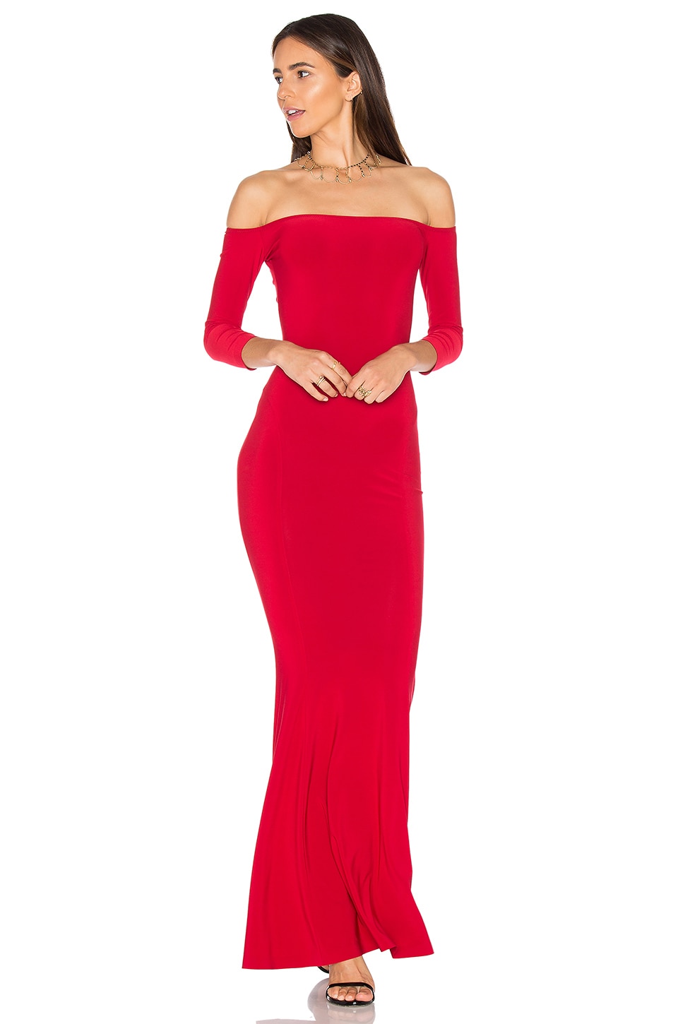 2 Stores In Stock: NORMA KAMALI Off The Shoulder Fishtail Gown, Red ...