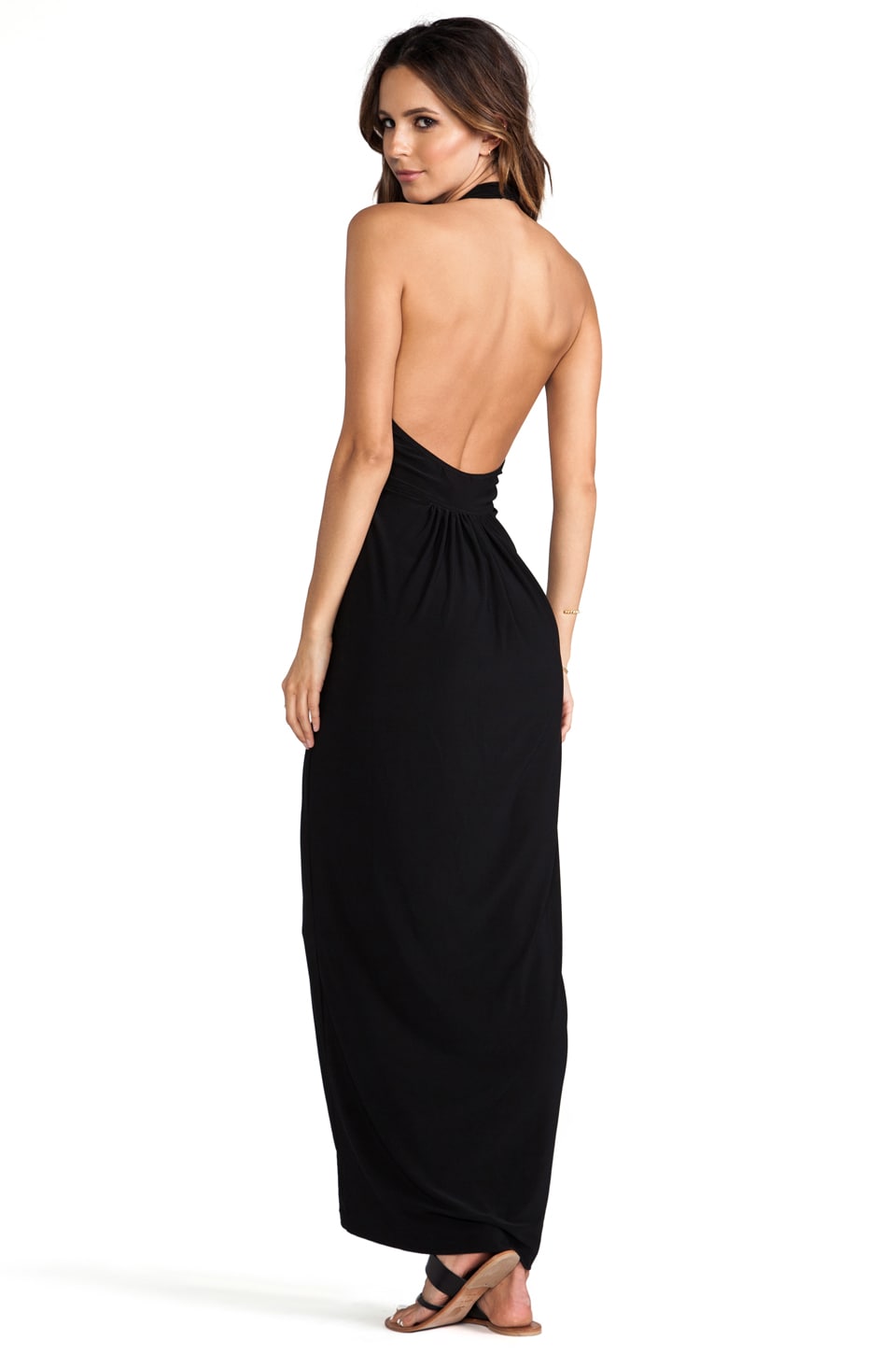 Norma Kamali Cross Halter Gown in Black | REVOLVE