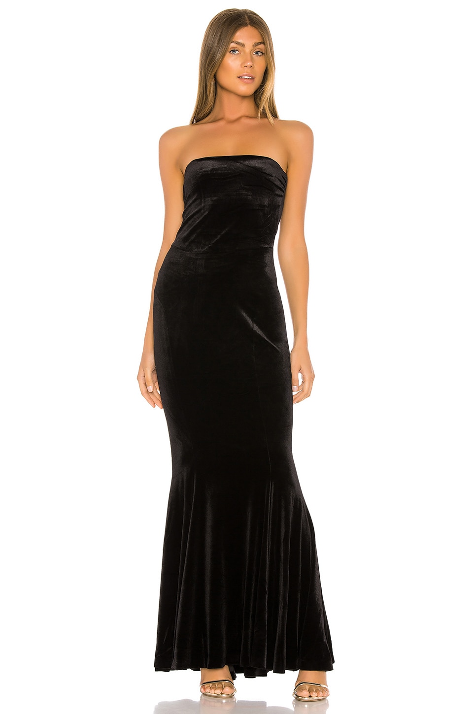 black strapless fishtail dress