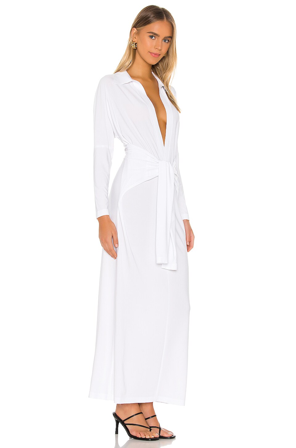 Norma Kamali Tie Front NK Shirt Dress in White | REVOLVE