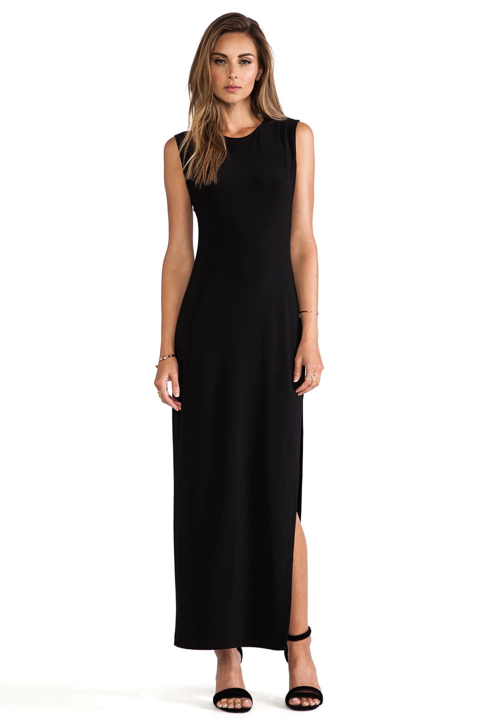 Kamo Black Sleeveless Hollow Maxi Dress