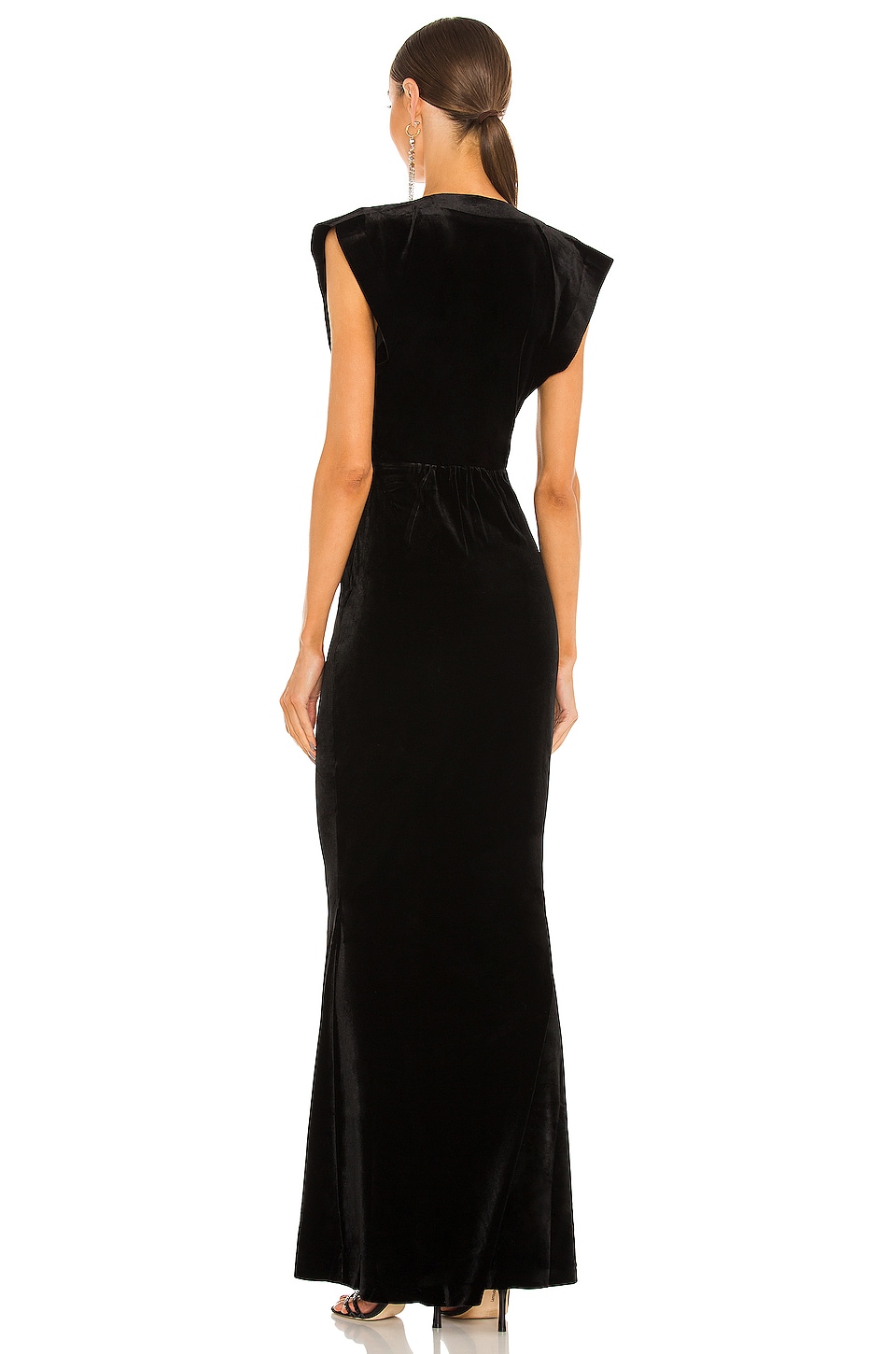 Norma Kamali V Neck Rectangle Gown in Black | REVOLVE