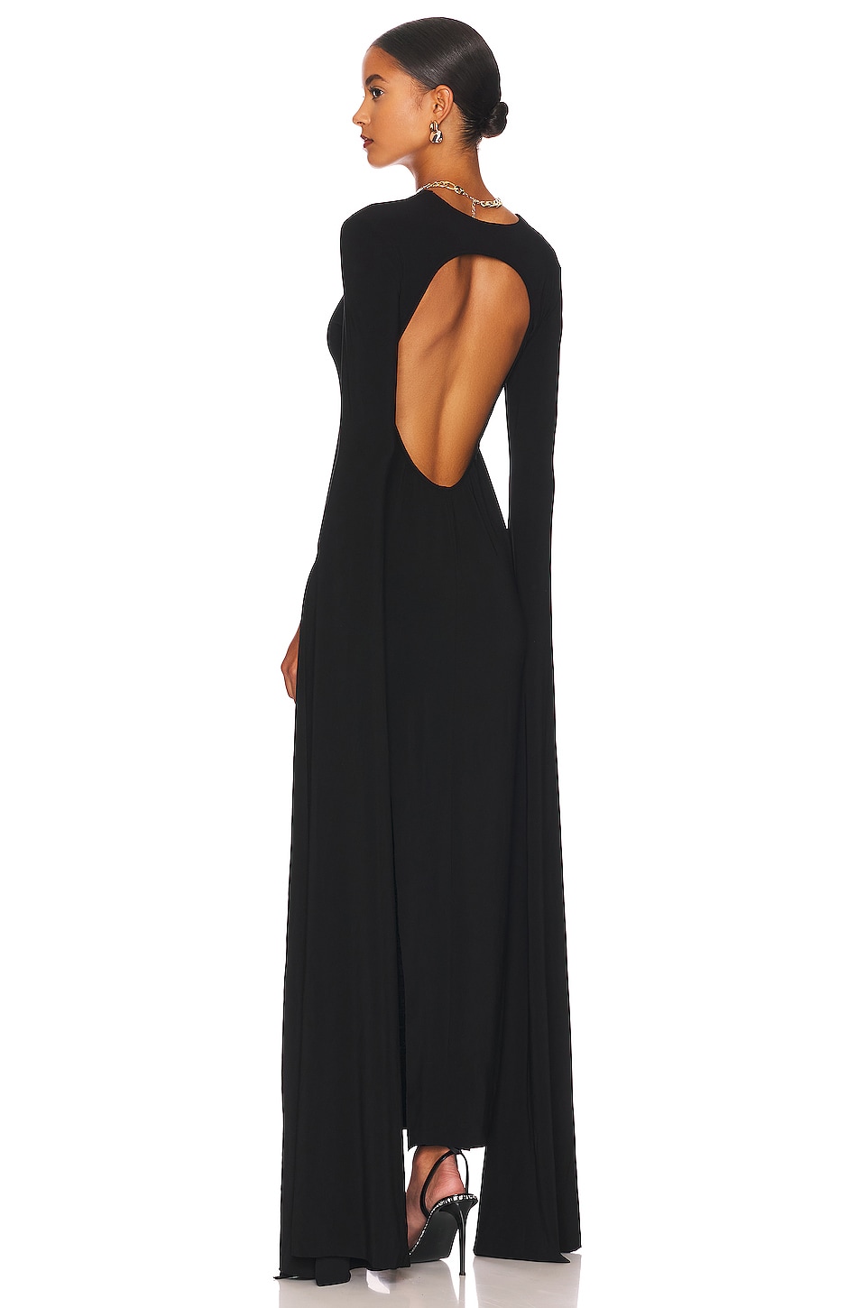 Image 1 of Ribbon Sleeve Gown in Black