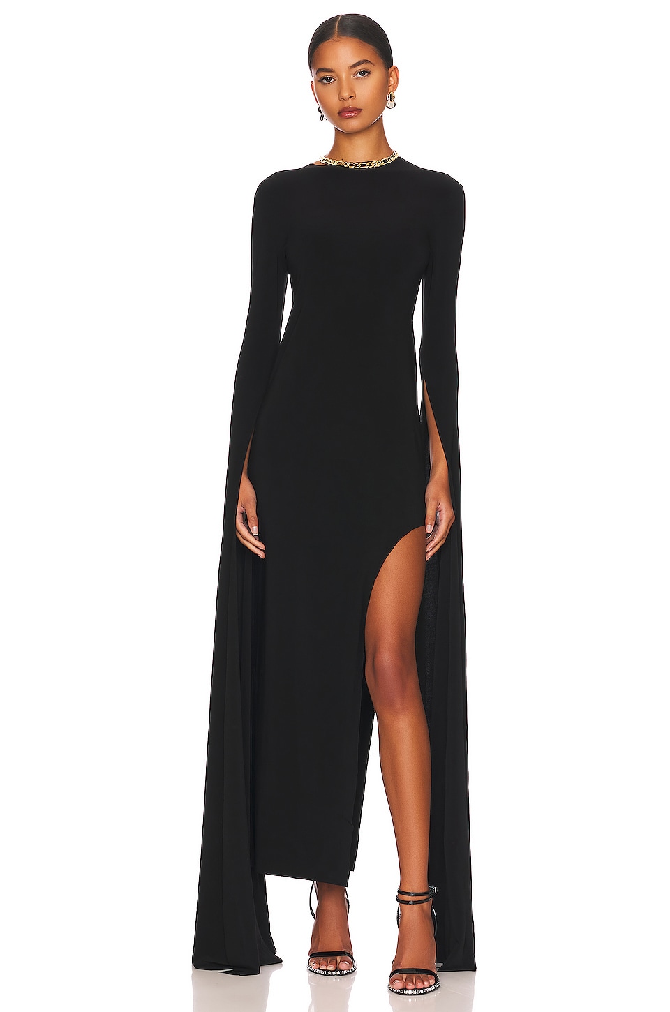 Norma Kamali Ribbon Sleeve Gown in Black
