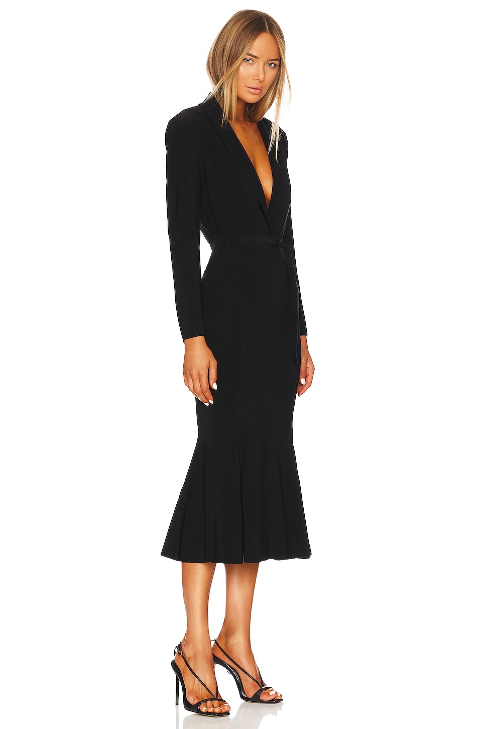 Norma Kamali Single Breasted Fishtail Dress in Black