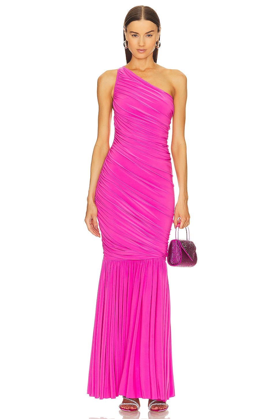 Norma Kamali Diana Fishtail Gown in Orchid Pink | REVOLVE