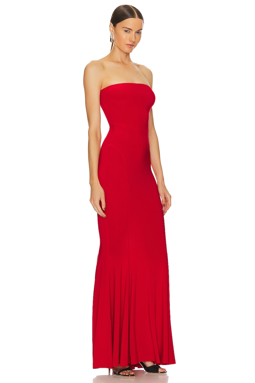 Norma Kamali Strapless Fishtail Gown in Tiger Red | REVOLVE