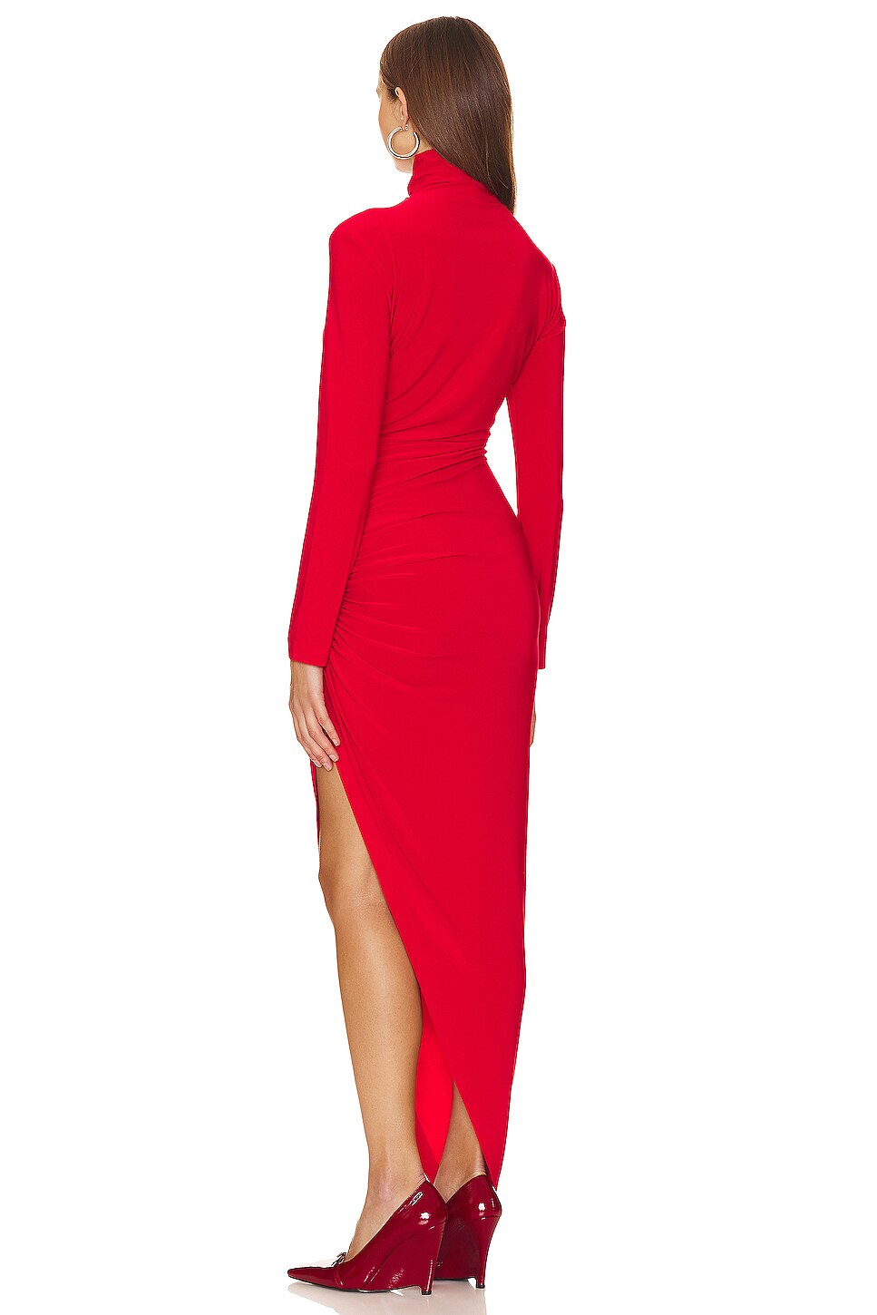 Norma Kamali Long Sleeve Turtle Neck Side Drape Gown thumbnail