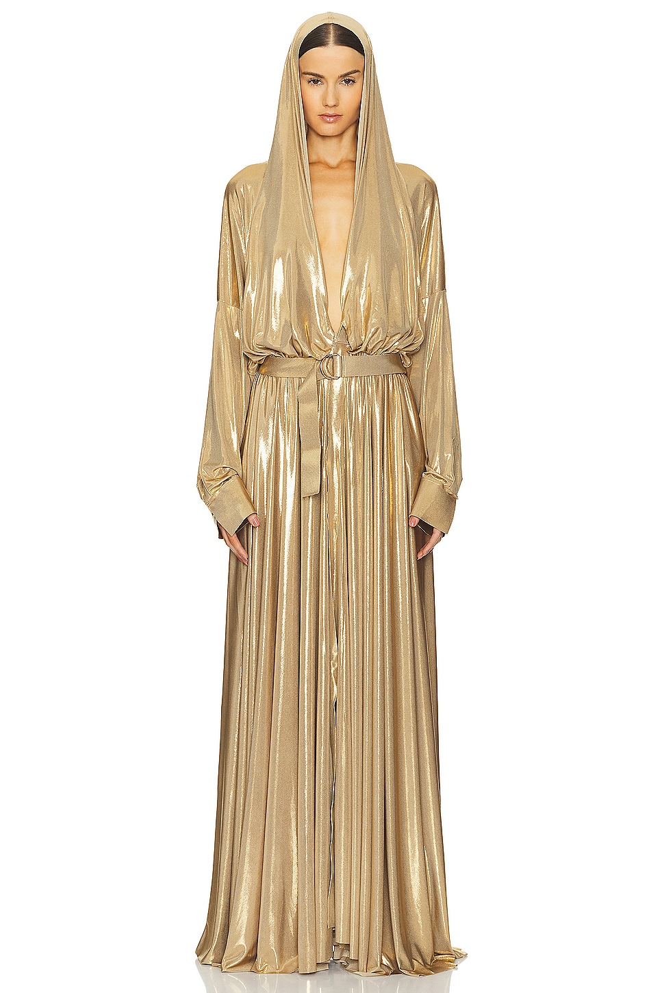 Norma Kamali - Hooded Super Shirt Flared Gown | Plush Norma Kamali - Hooded Super Shirt Flared Gown | Plush