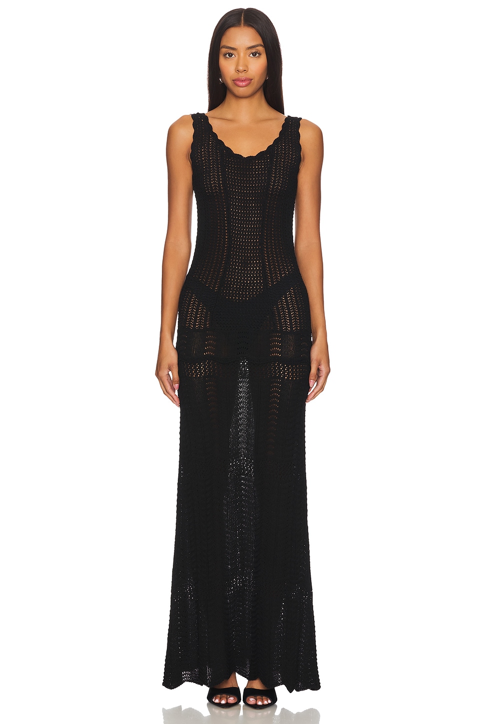 white christmas dresses Ramy Brook Fiana Ribbed Crochet Midi Dress main image 0