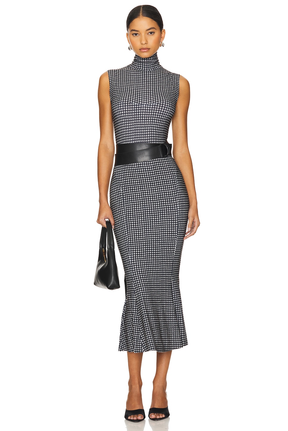 Norma Kamali Sleeveless Turtleneck Fishtail Dress in Mini