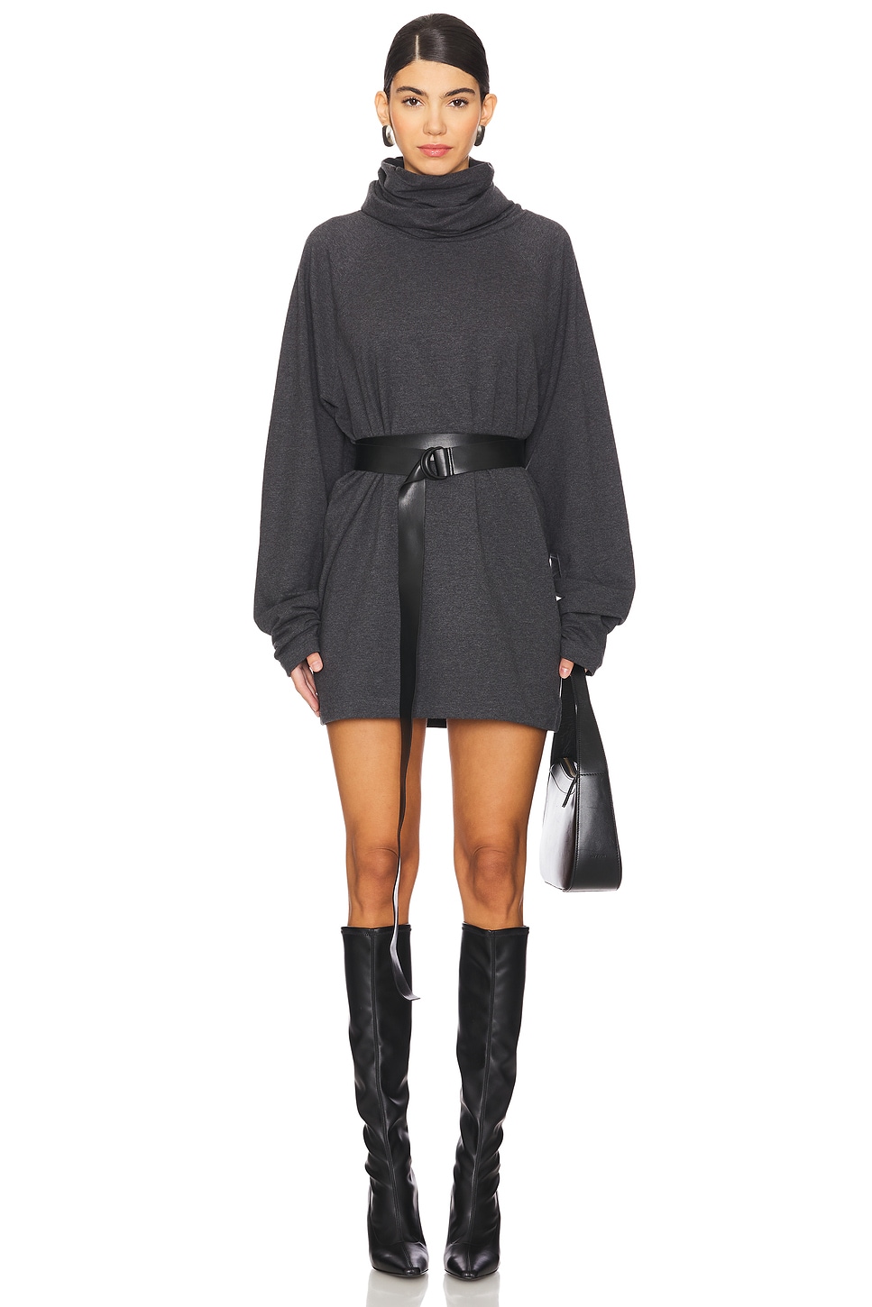 Oversized Raglan Sleeve Turtleneck Mini Dress