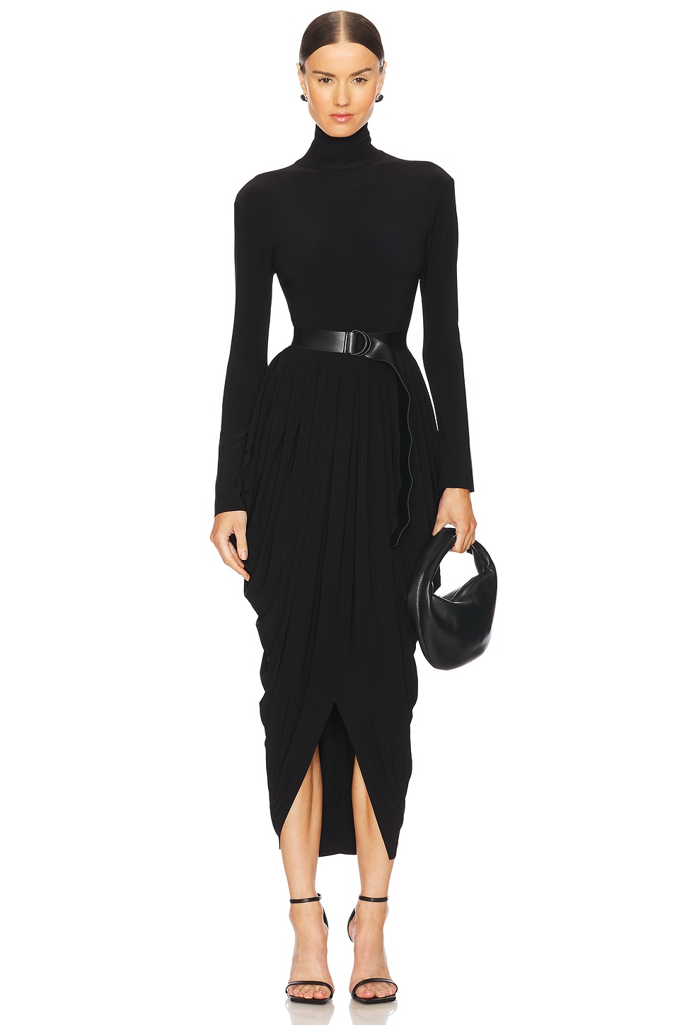 Long Sleeve Turtleneck Waterfall Dress