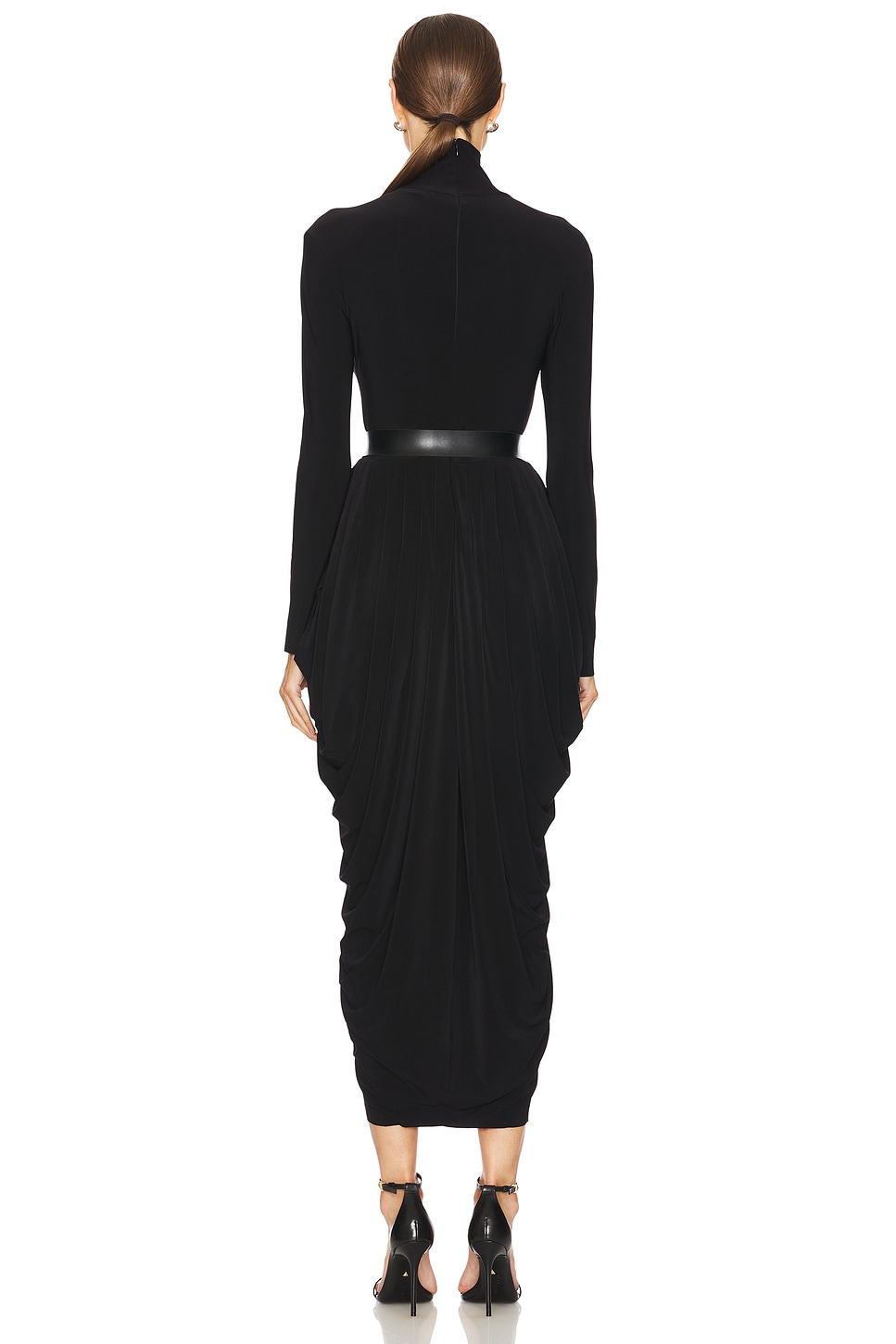 Long Sleeve Turtleneck Waterfall Dress