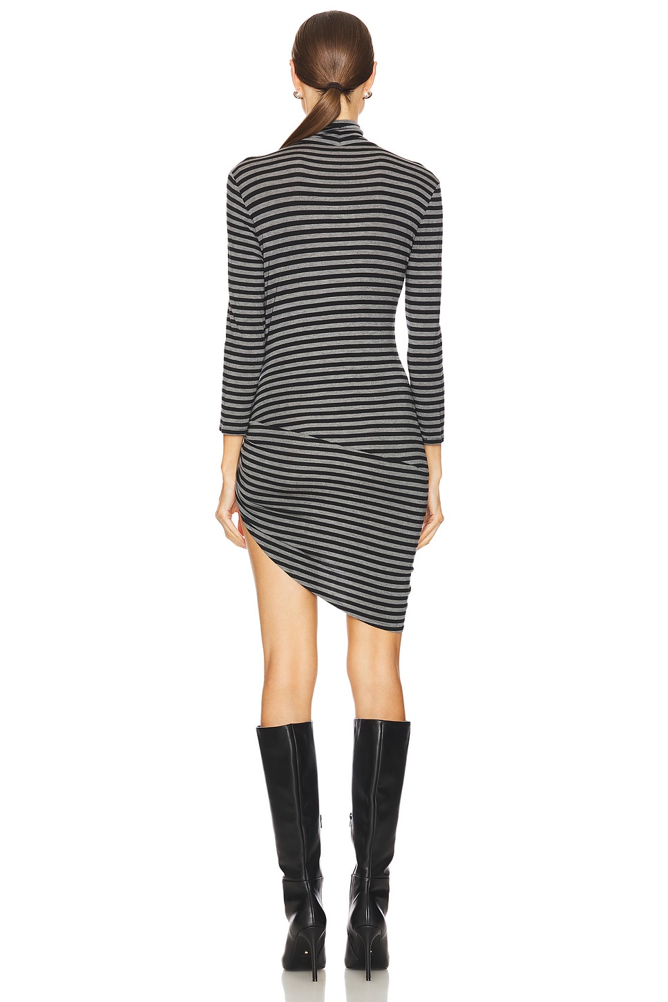 Norma Kamali 3/4 Sleeve Turtleneck Side Drape Micro Dress thumbnail