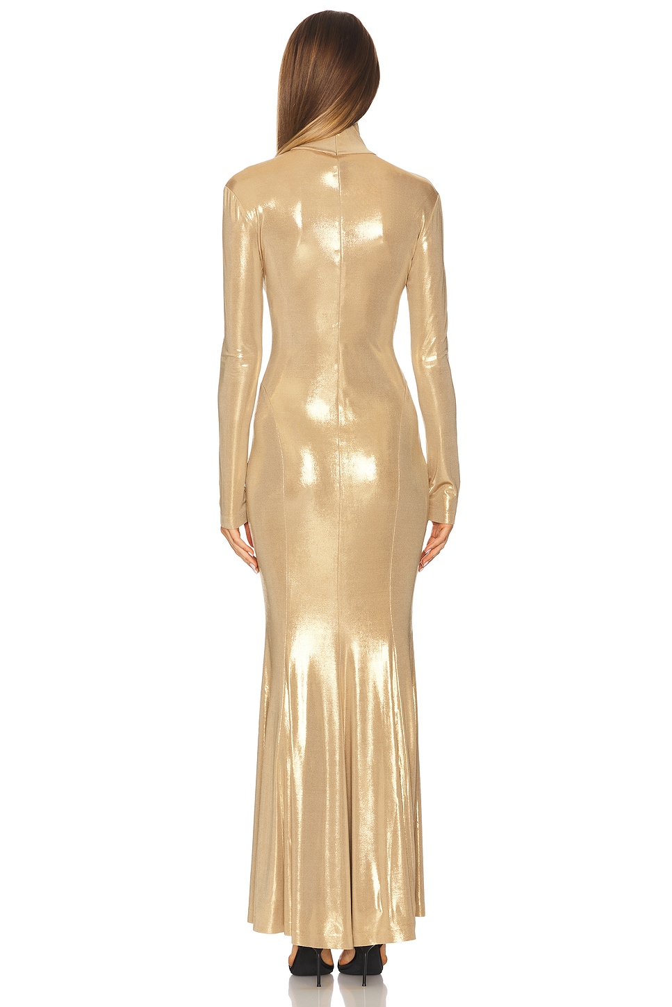 Norma Kamali Long Sleeve Turtleneck Fishtail Gown thumbnail