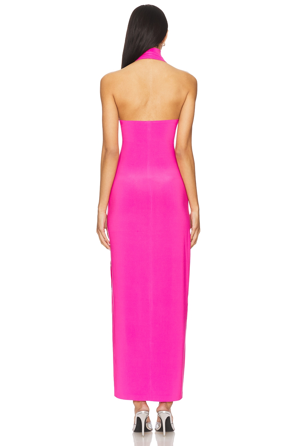 strapless open back dress Bodycon Mini DRESS AFTER PARTY PADS pink Velvet with High Neck – MONOSUIT main image 1