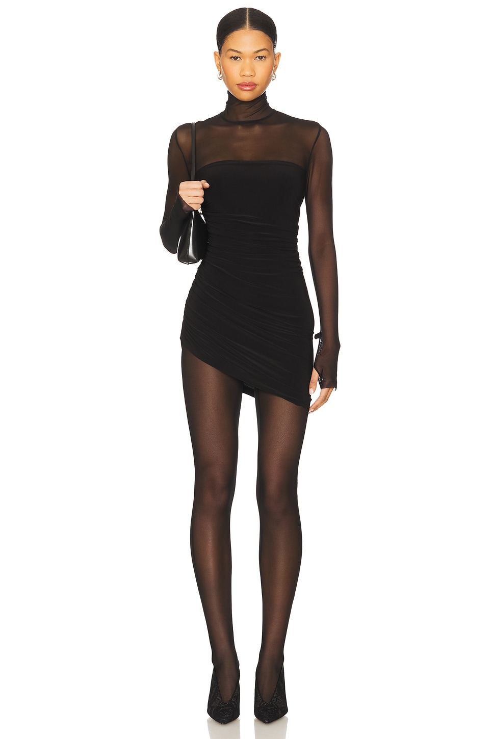 Norma Kamali Long Sleeve Turtleneck Strapless Diana Pickleball Dress