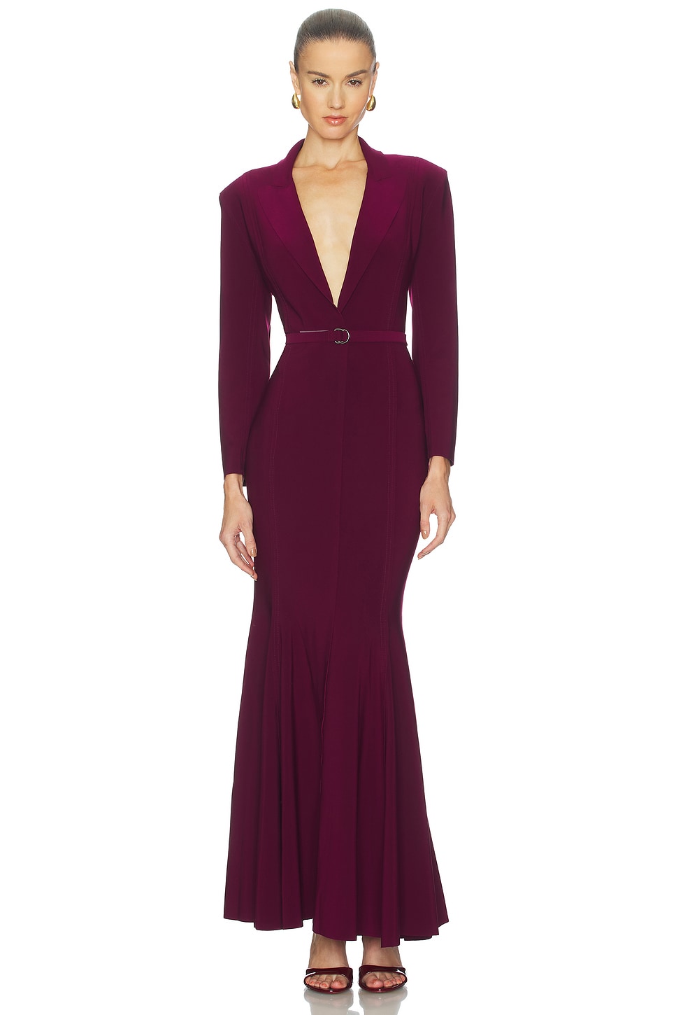 Norma Kamali Single Breasted Fishtail Gown in Plum | REVOLVE Norma Kamali Single Breasted Fishtail Gown in Plum | REVOLVE