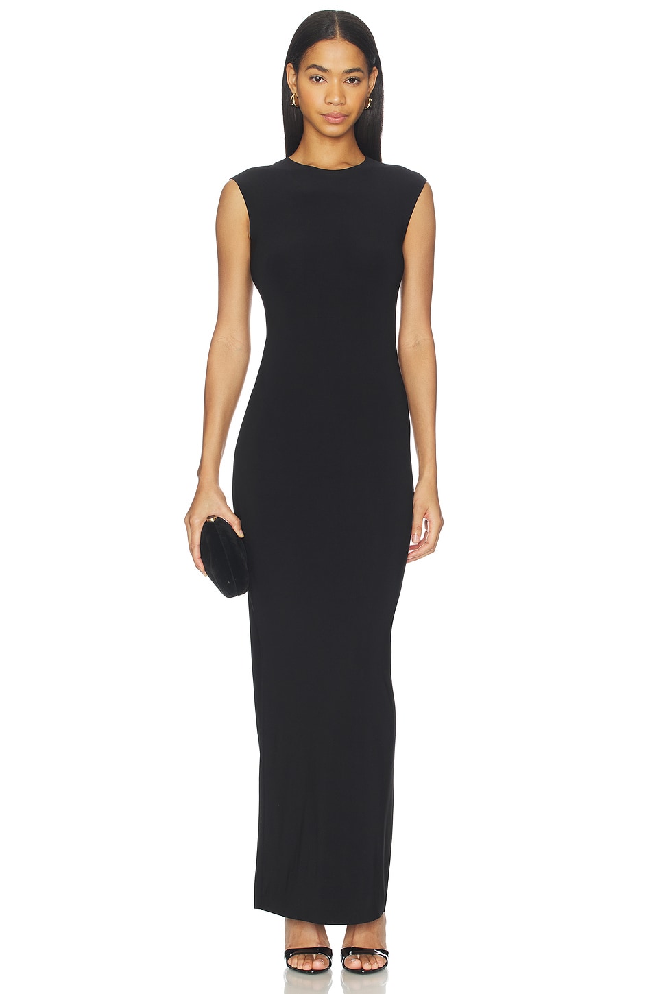 revolve norma kamali black dress V Neck Rectangle Gown