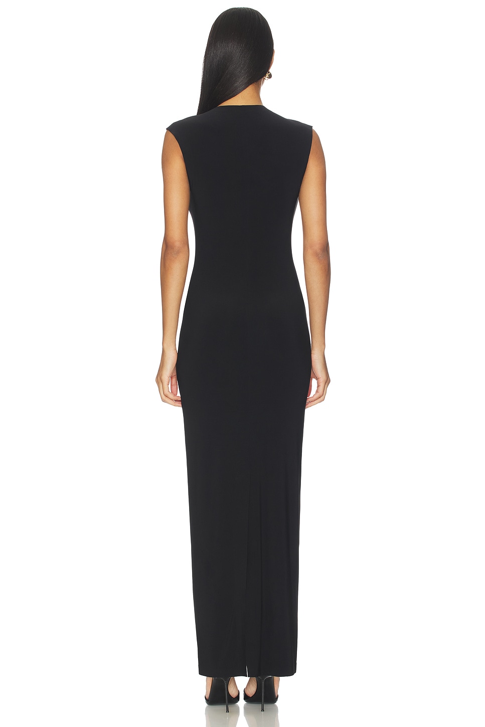 sleeveless long black dress formal Black V-Neck Spaghetti Straps Sleeveless Formal Dresses