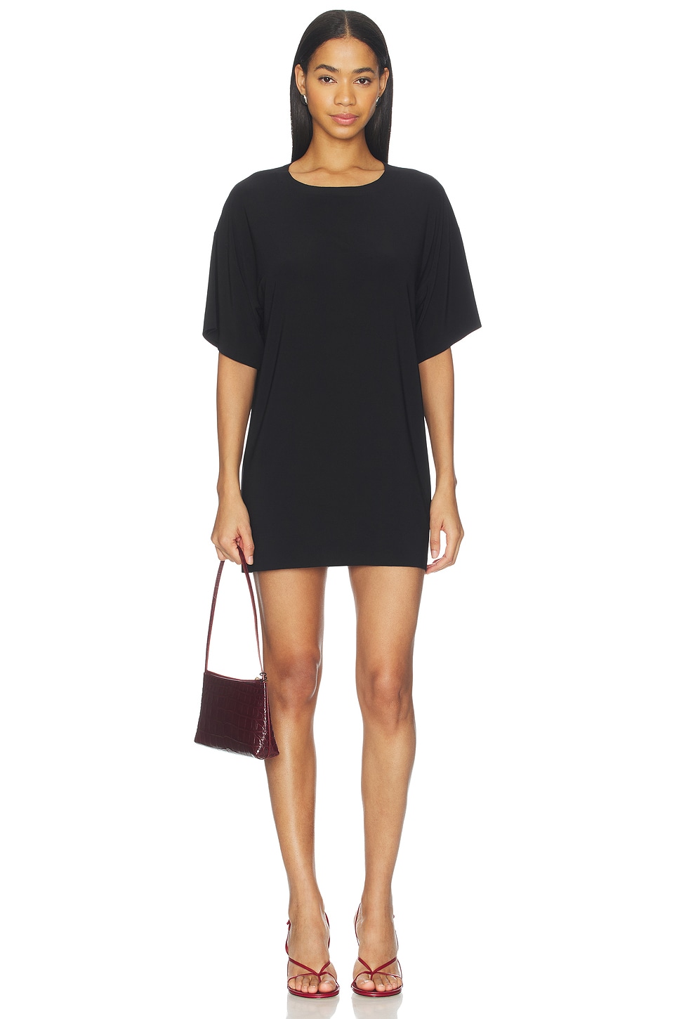 black mini cotton dress Bite Studios - Bite Studios Shield Organic Cotton Check Mini Dress in Black 36 / 4 US
