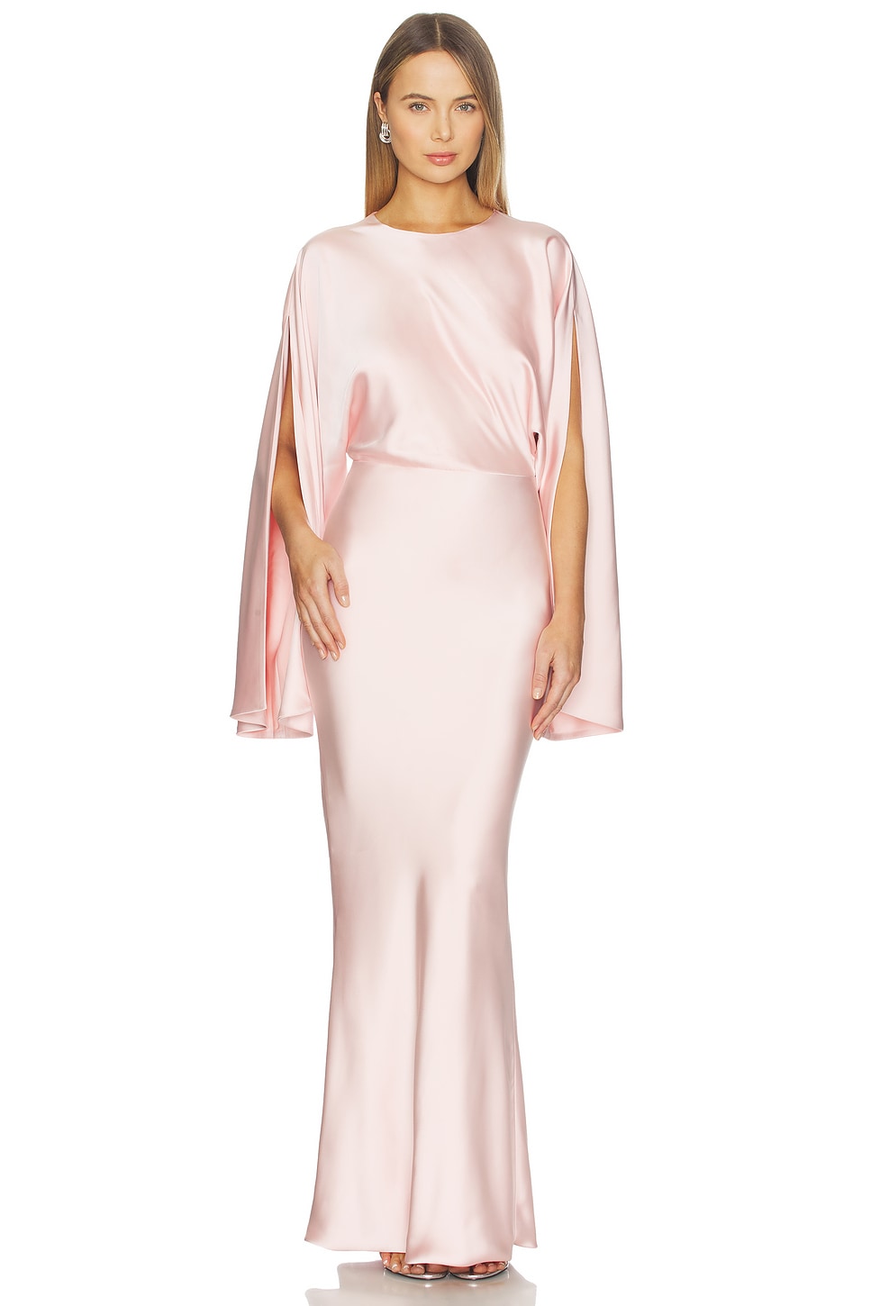 Norma Kamali Reverse Obie Gown With Long Sleeve in Ballet Pink | REVOLVE