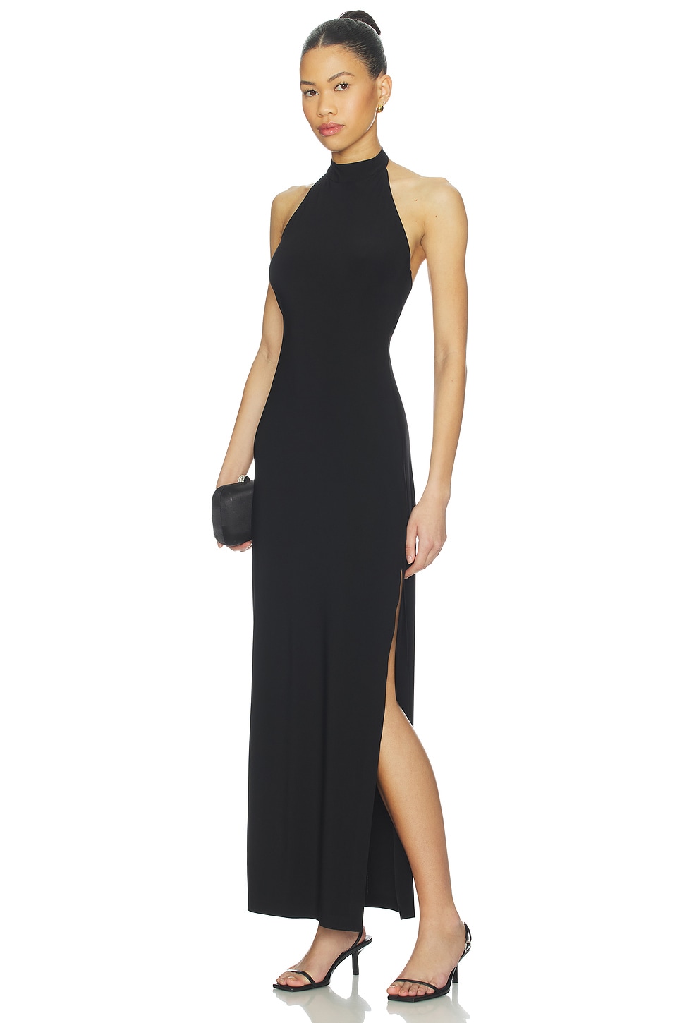 halter neck side split maxi dress Plus Size Beaded Slit Ideal for special occasions Blue Marble Halterneck Side Split