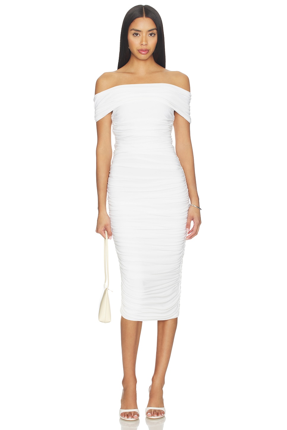 Sleeveless Cowl Neck Side Shirred Dress