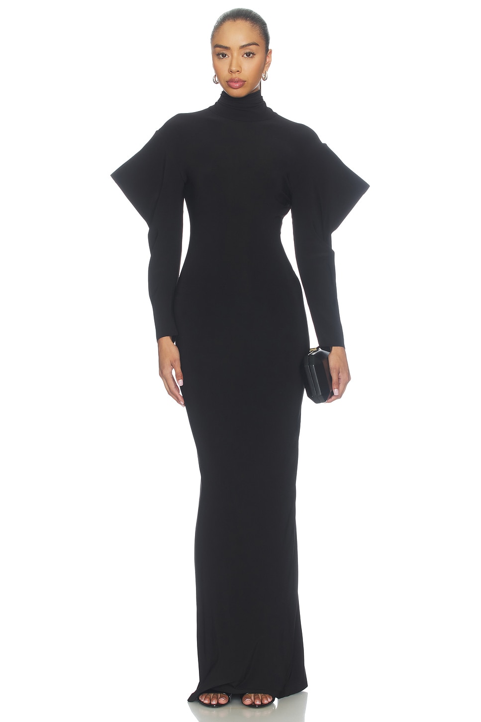 Wing Sleeve Open Back Bow Neck Gown - thumbnail 2