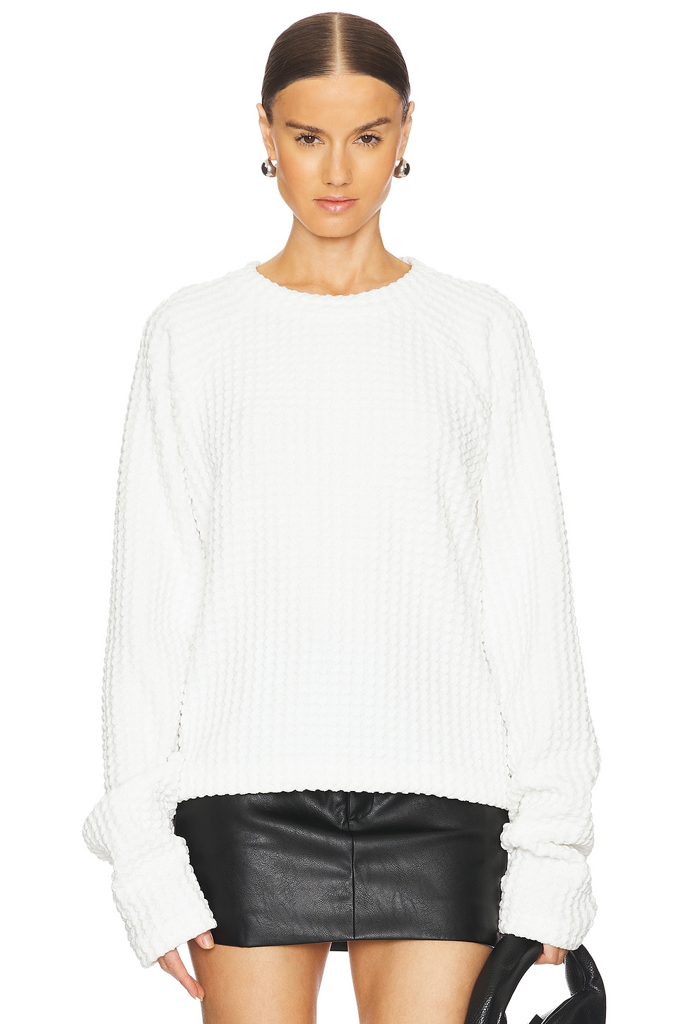 Oversized Raglan Sleeve Top With Tube Scarf
