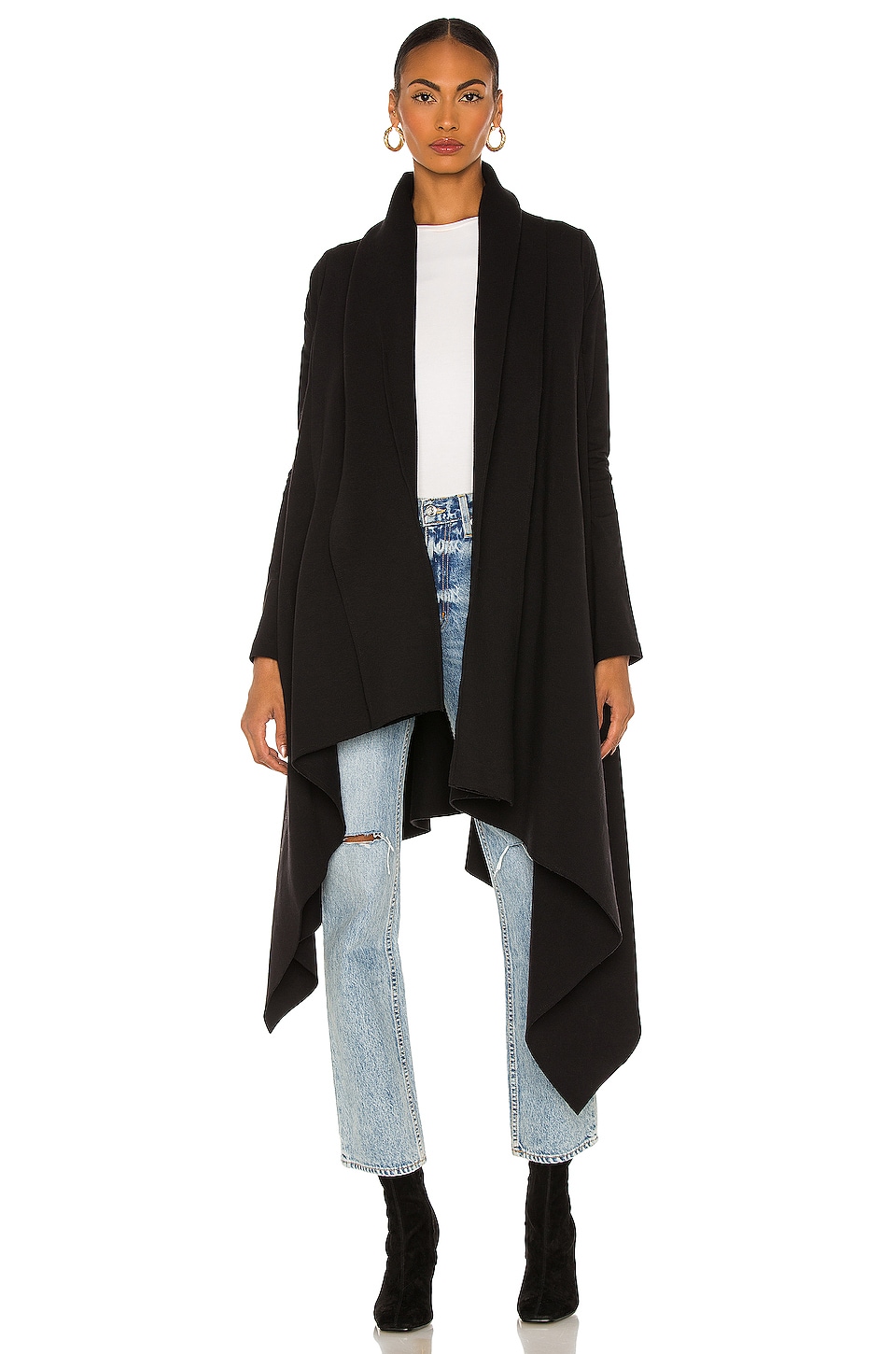Norma Kamali Uneven Blanket Coat in Black | REVOLVE