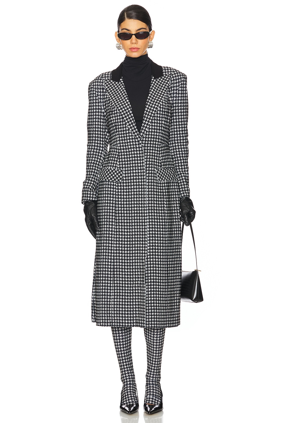 【Norma Kamali】 Houndstoothコート Norma Kamali コート - Large Houndstooth & Black | REVOLVE