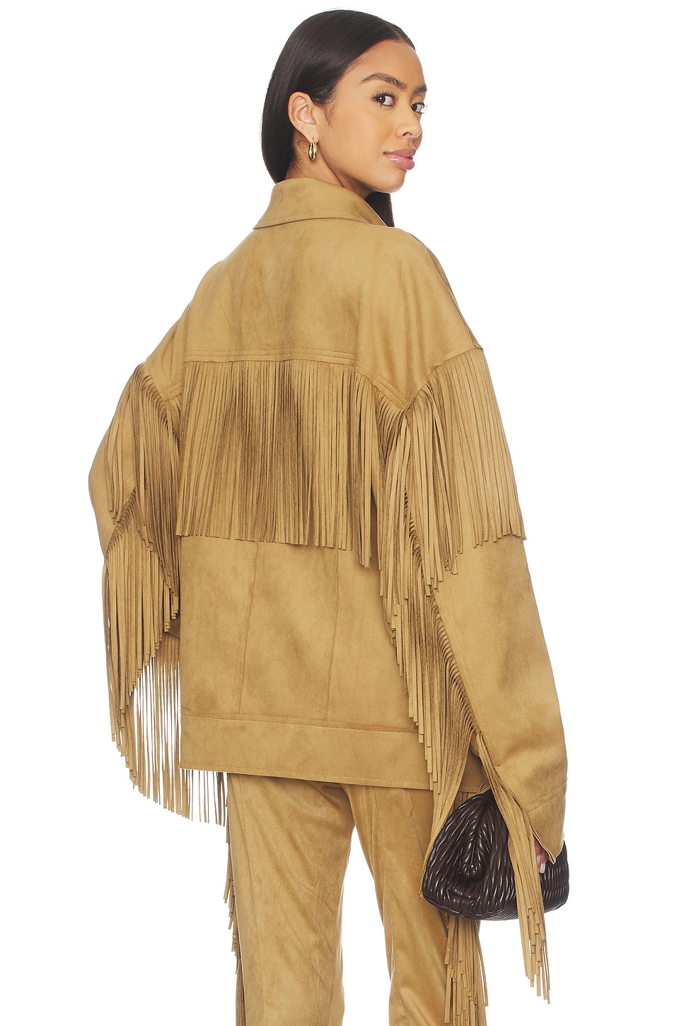 Norma Kamali Fringe Oversized Jean Jacket in Camel | REVOLVE