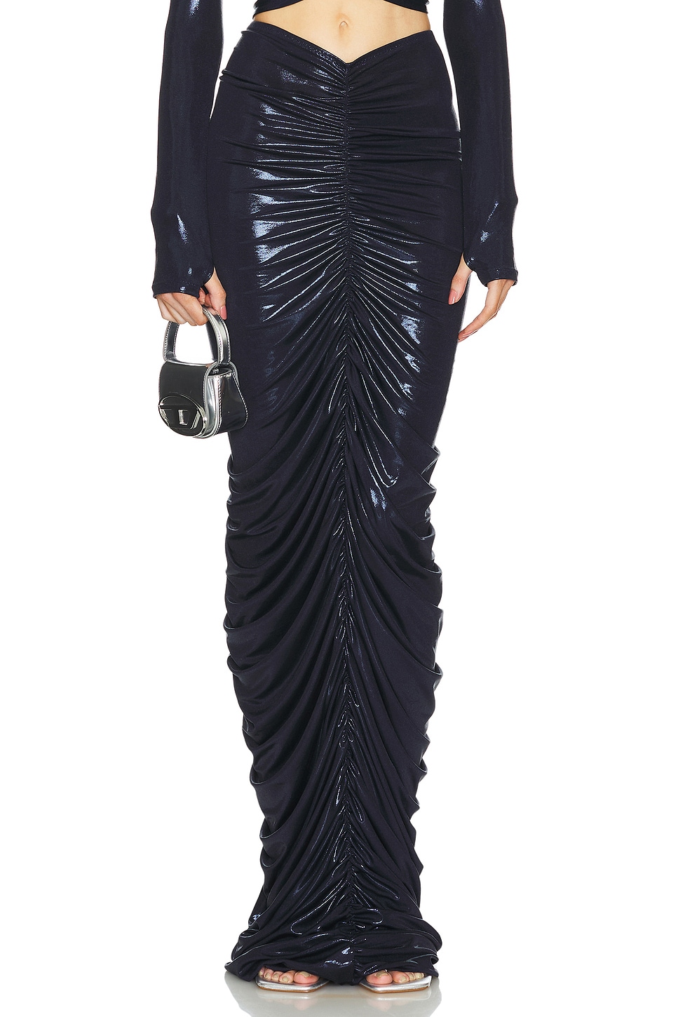 Norma Kamali Shirred Long Skirt
