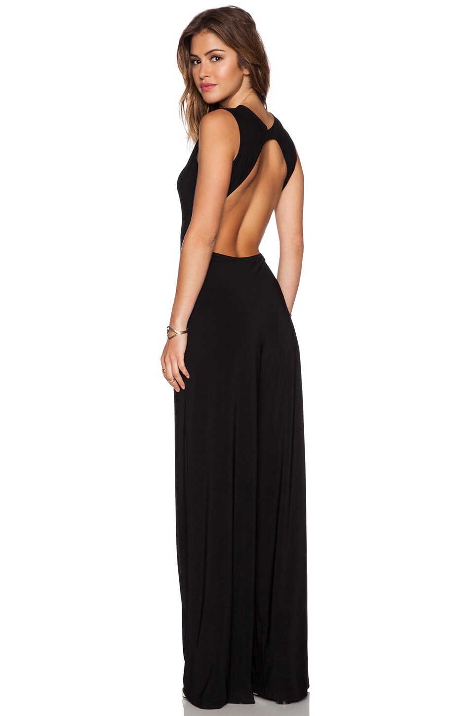 black open back jumpsuit