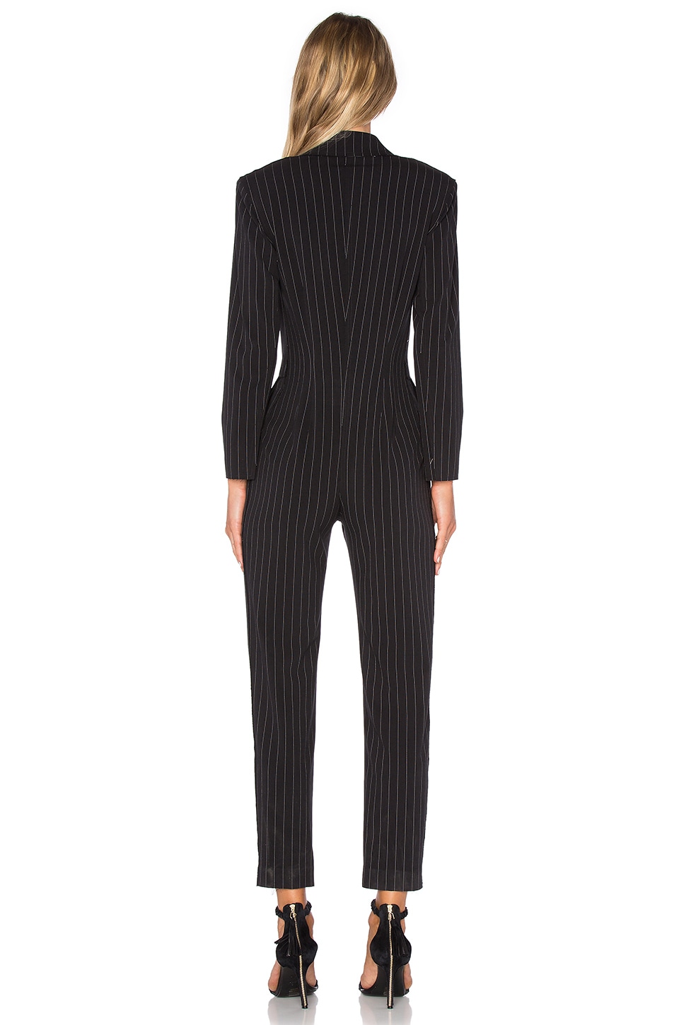 NORMA KAMALI Tapered Leg Jumpsuit, Black Pinstripe | ModeSens